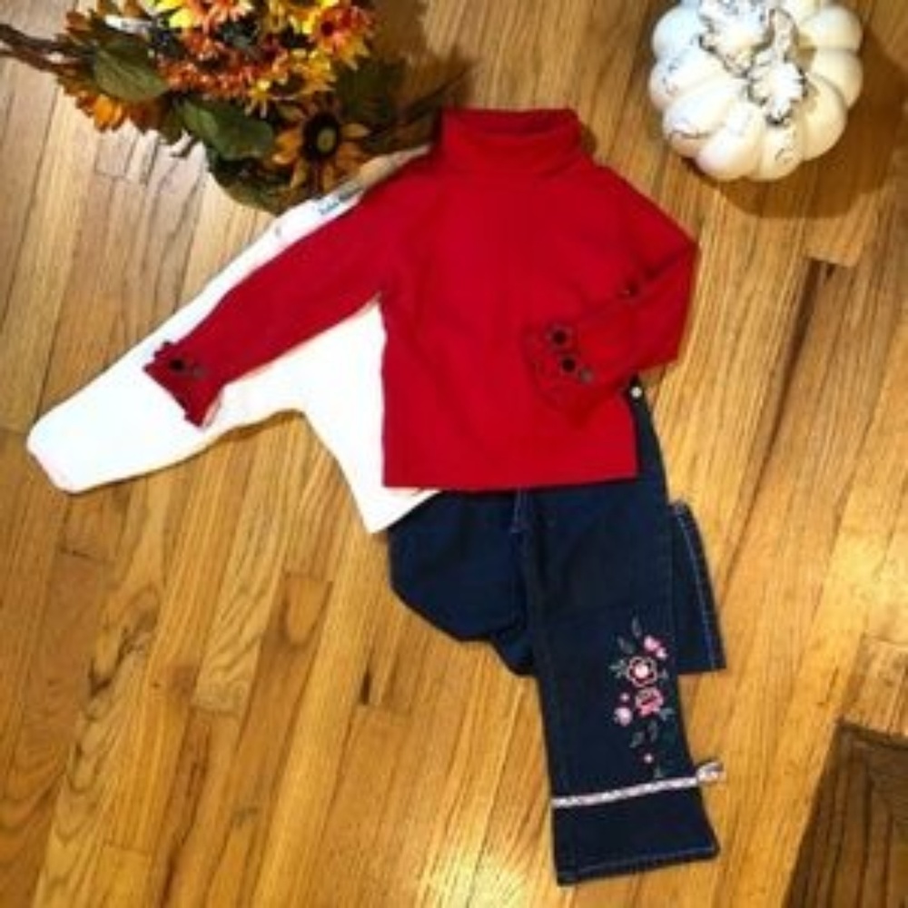 3/$20 Florence Eiseman Floral Turtle Neck Blouse - Picture 5 of 9